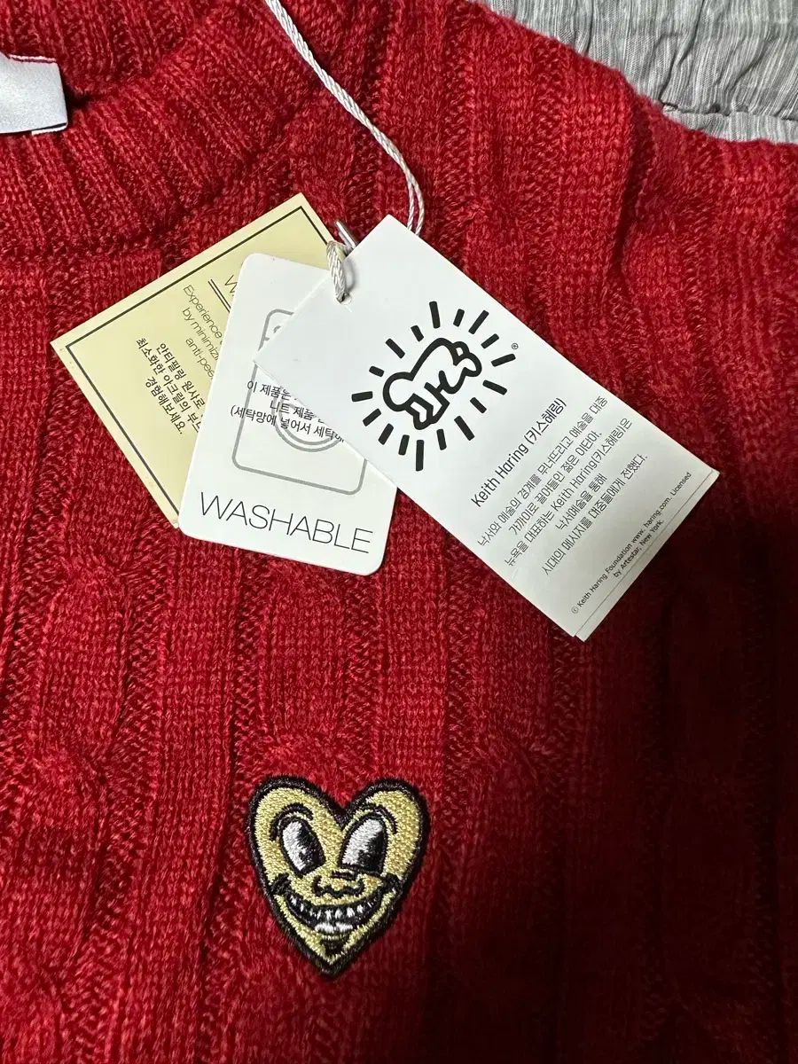  キース ヘリング カシミアブレンド ケーブルニット レッド 長袖 ニット セーター