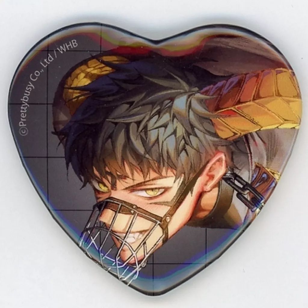 中古】バッジ・ビンズ マモン ハート缶バッジ 「くじ引き堂 What in