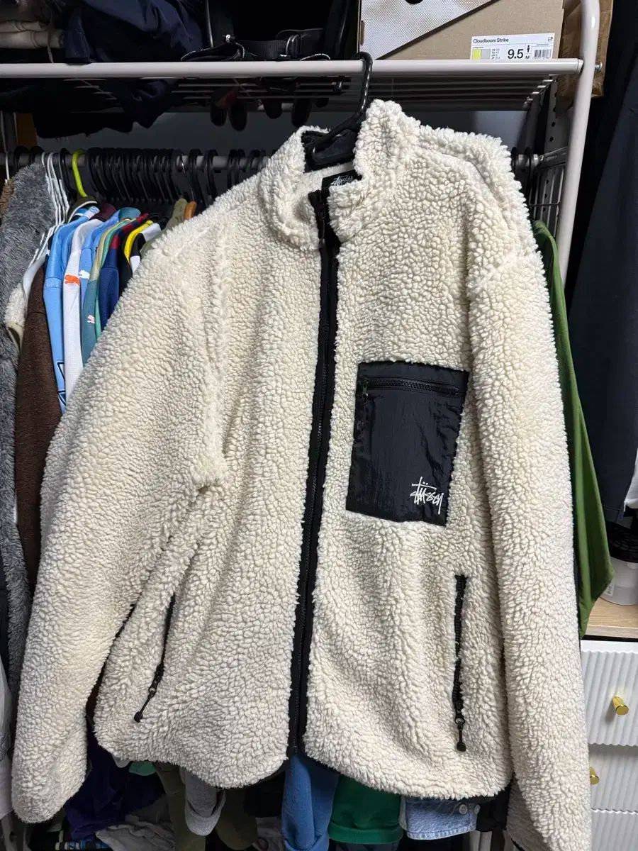 STUSSY Venus アイボリー シェルパ フリース ジャケット XL