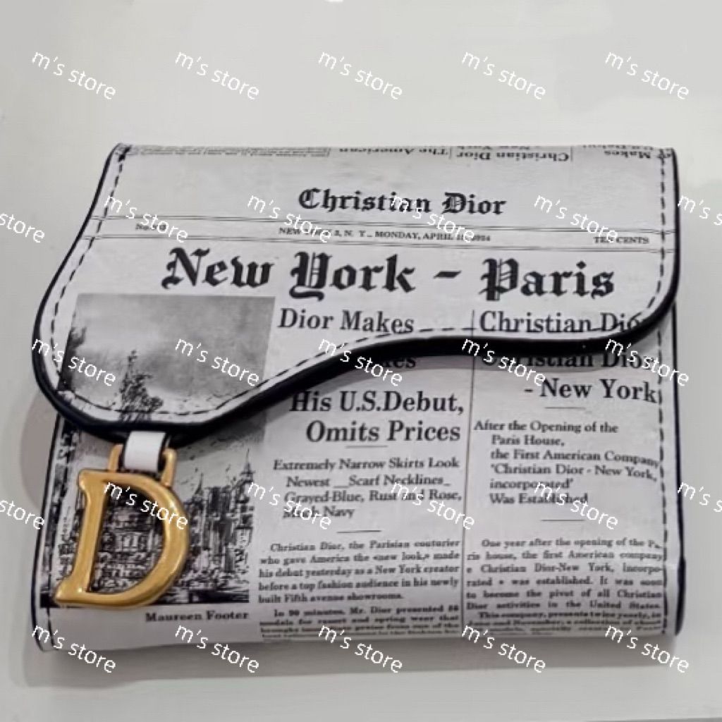 Christian Dior ディオール Saddle Lotus ウォレット 財布 ホワイト ブラック