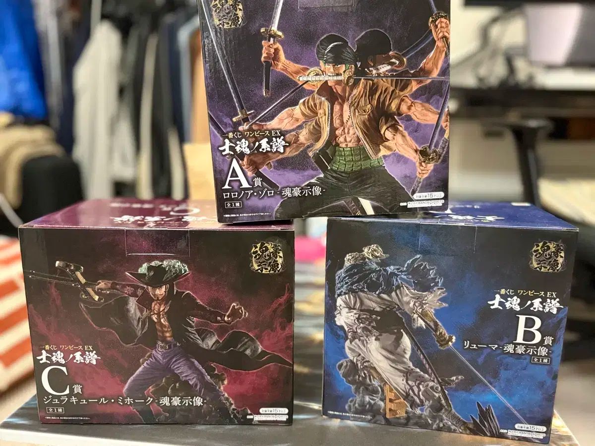 ONE PIECE 一番くじ EX フィギュア 剣豪3種 ABC賞 ゾロ リューマ ミホーク