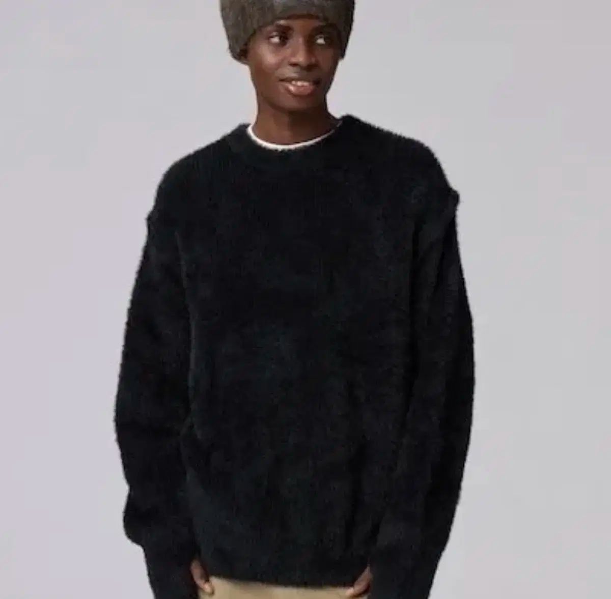 GU アンダーカバー シャギー クルーネック ニットセーター ブラック L