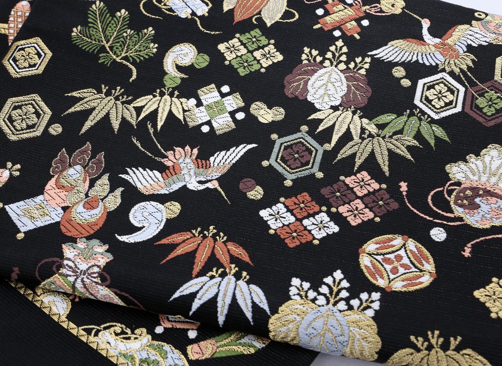 招福宝尽くし 黒地