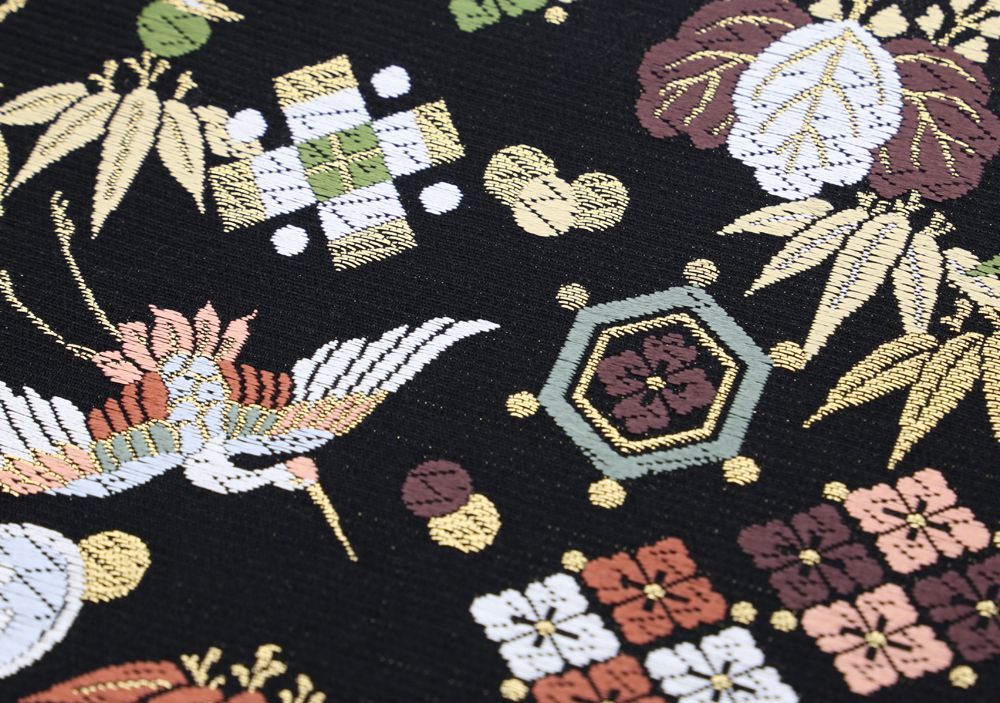 新品未仕立 西陣織 袋帯 山下織物 招福宝尽くし アイボリー 仕立込 新品未仕立 西陣織 袋帯 山下織物 招福宝尽くし 黒地 仕立代込み