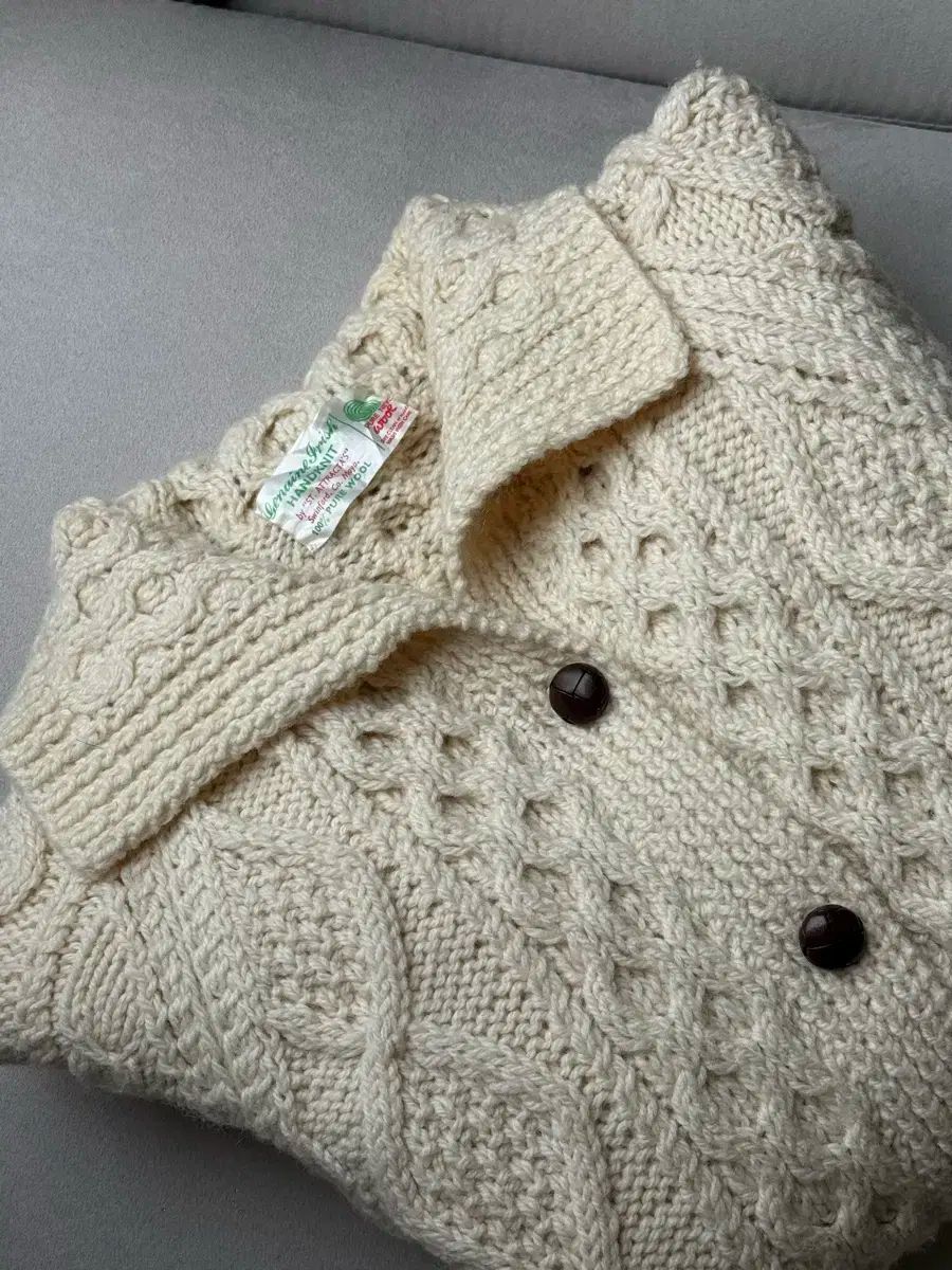 アイルランド トゥーカリー ピュアウール ハンドニット カーディガン