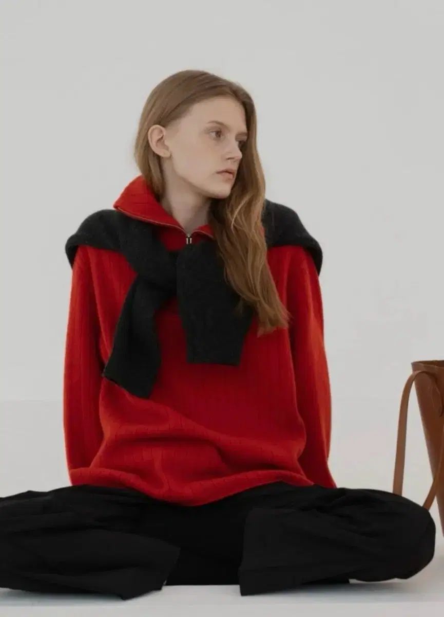  ムンダル Zip-up ジップアップ ニット - レッドオレンジ 長袖 ニット セーター