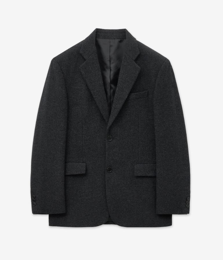 25FW TNGT ウール ブレンド ヘリンボーン ジャケット DARK グレー 095