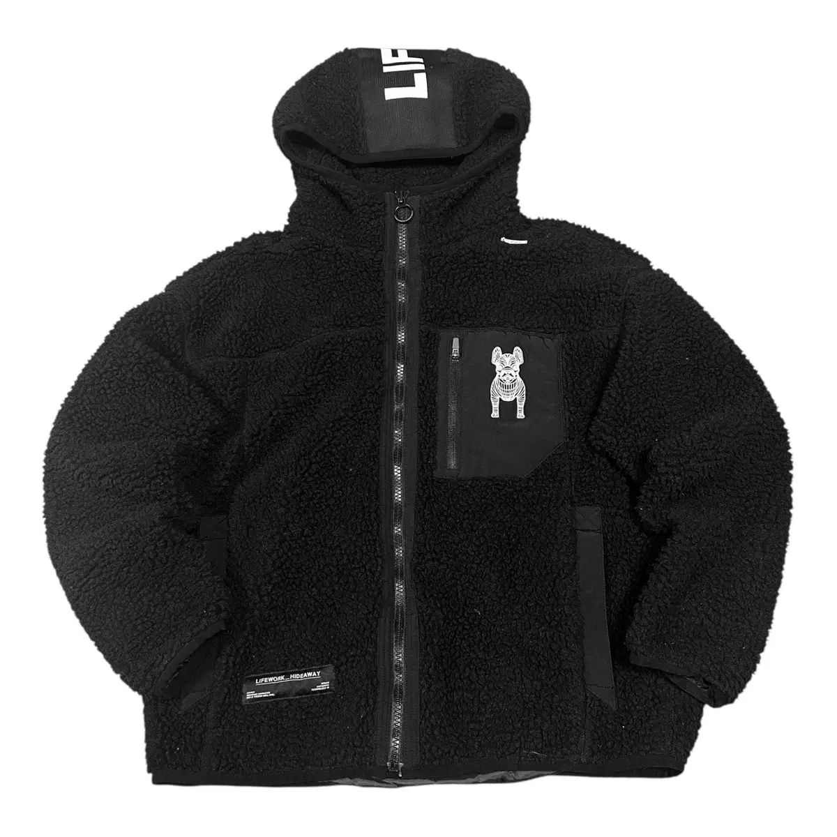 ライフウォーク ボア フリース ブラック フーディー ジップアップ