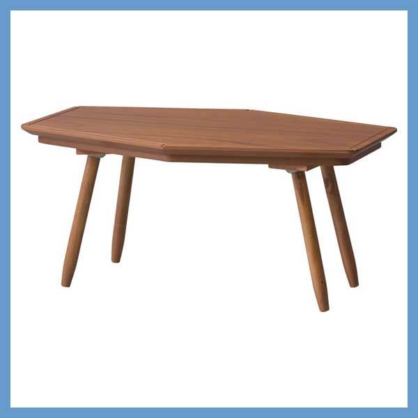 天然木 アカシア ラバーウッド のパーソナルこたつテーブル 六角形 W 80×D 50×H 36.5 cm No.213