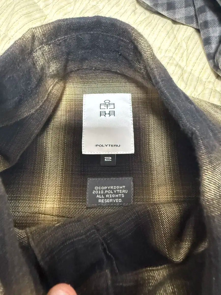 2 POLYTERU ウェスタン シャツ チェック柄 イェロー ブラウン