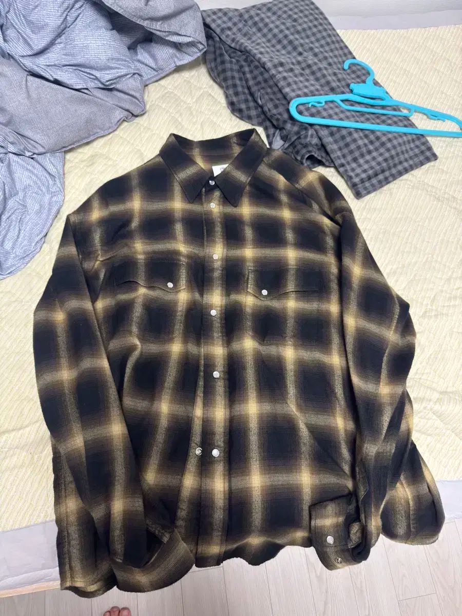 2 POLYTERU ウェスタン シャツ チェック柄 イェロー ブラウン