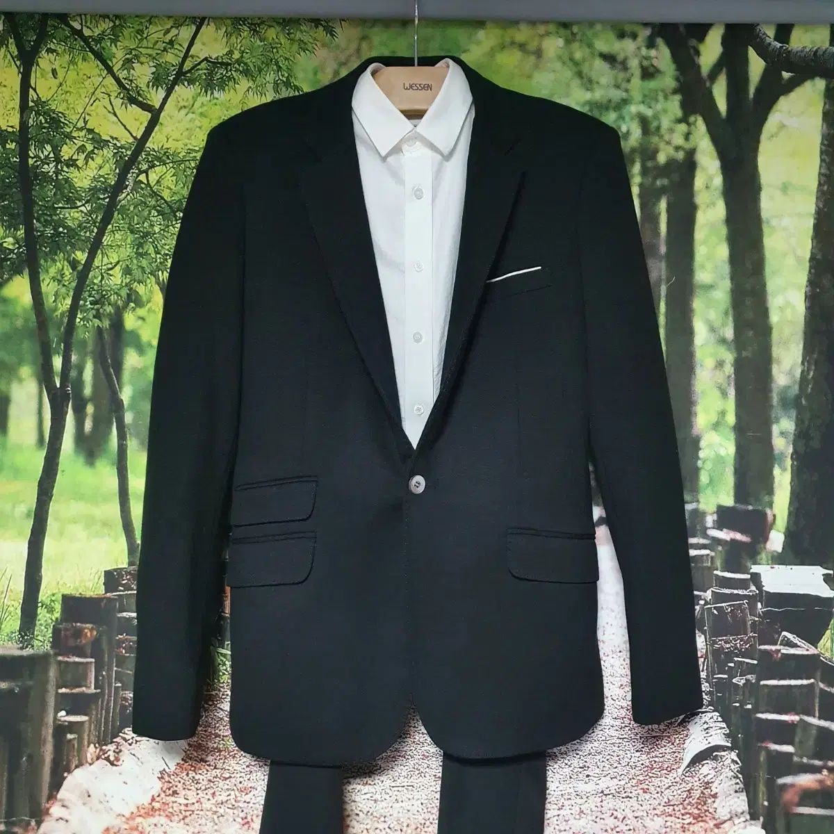 黒 ブラック スーツ ジャケットL スラックス 28 セット