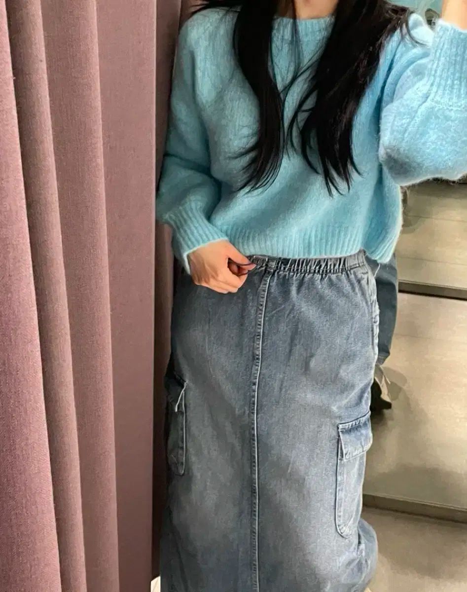 ZARA TRF ザラ トラファ カーゴ デニム デニム ロング スカート カーゴ スカート xs