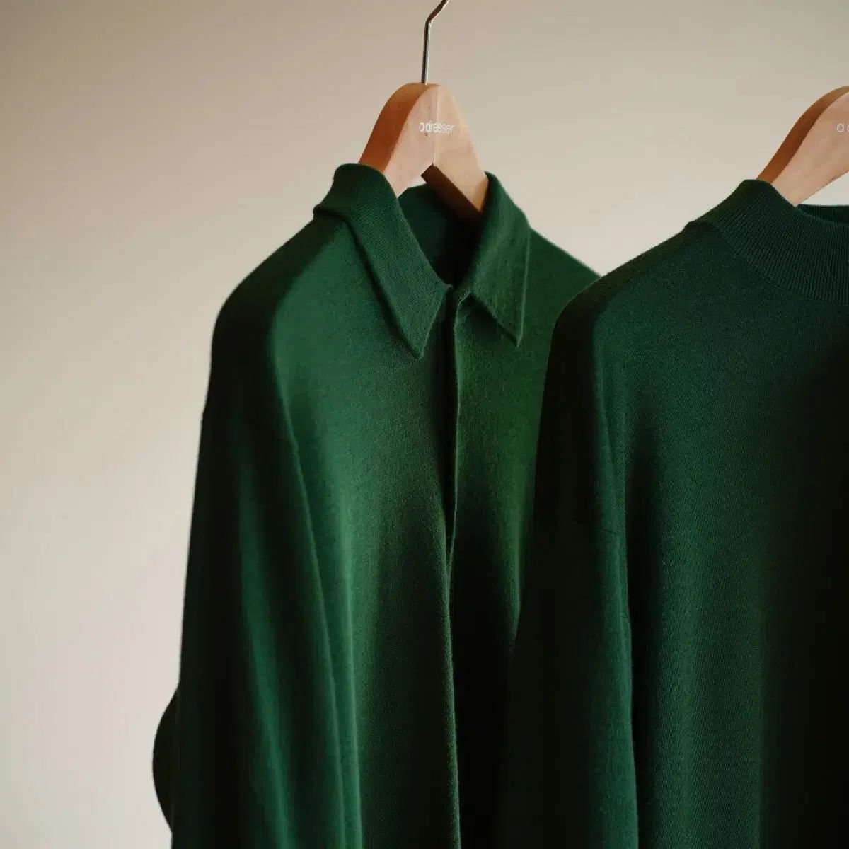 メイアクスタ メイアス ウール シルク ポロ ニット ダークグリーン L