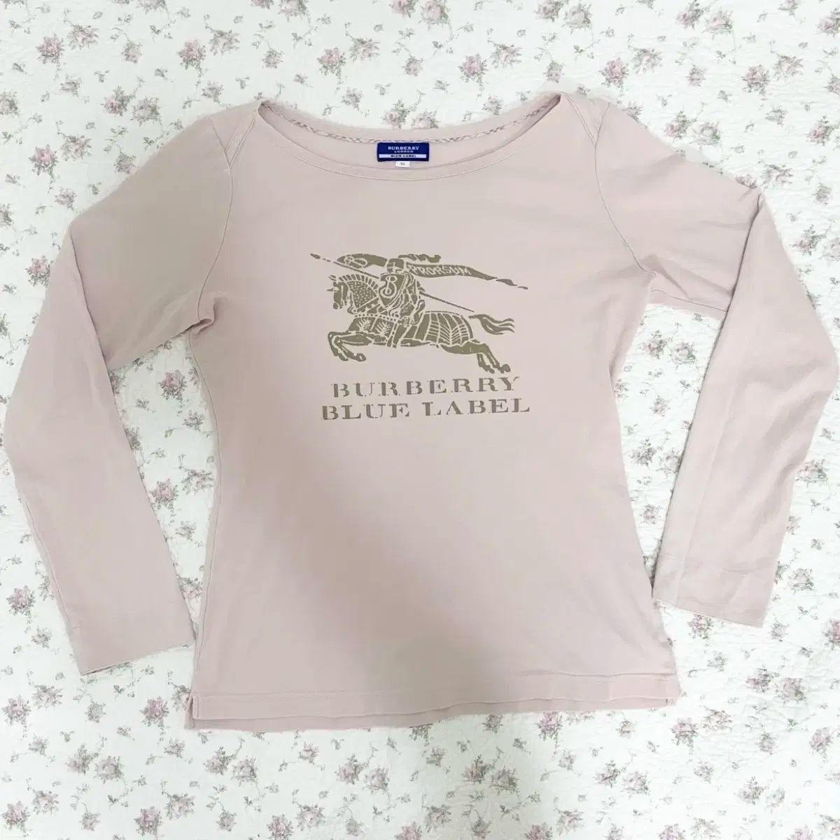 バーバリー ブルーレーベル ボートネック ピンク ロングスリーブ ヴィンテージ 長袖
