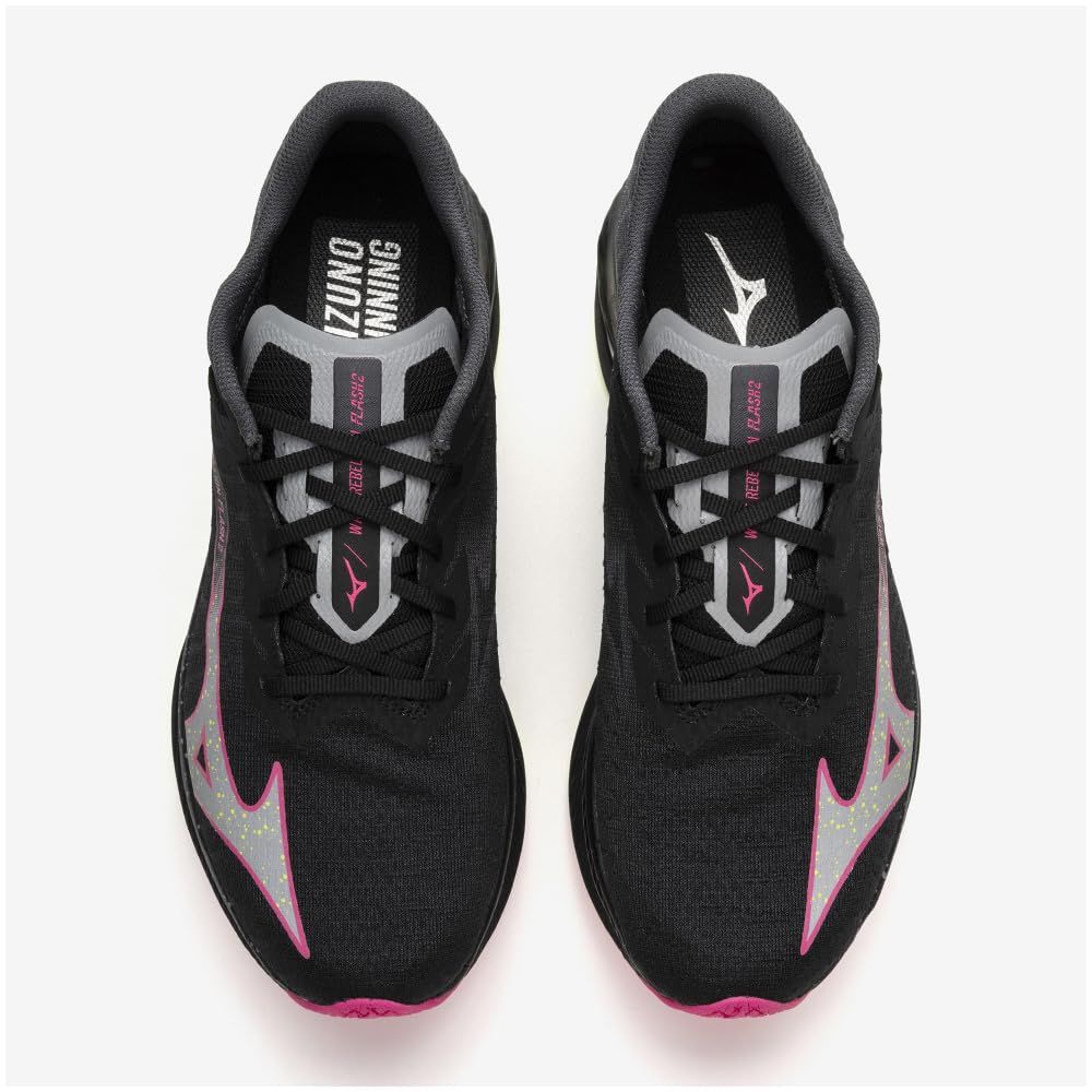 ミズノ ランニングシューズ ウエーブリベリオン フラッシュ 2 ジョギング マラソン トレーニング スポーツ 軽量 反発 厚底 メンズ ブラック×ピンク×イエロー 23.5 cm 2E ブラック×ピンク×イエロー 23.5 cm 2E