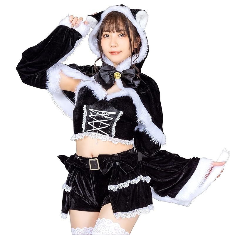 クリアストーン Clearstone コスプレ レースアップ猫耳ケープサンタ レディース ブラック