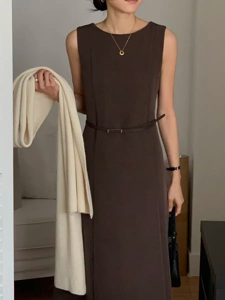  卸 ivory LINE ベルト ワンピース 2 color 長袖 七分袖 その他