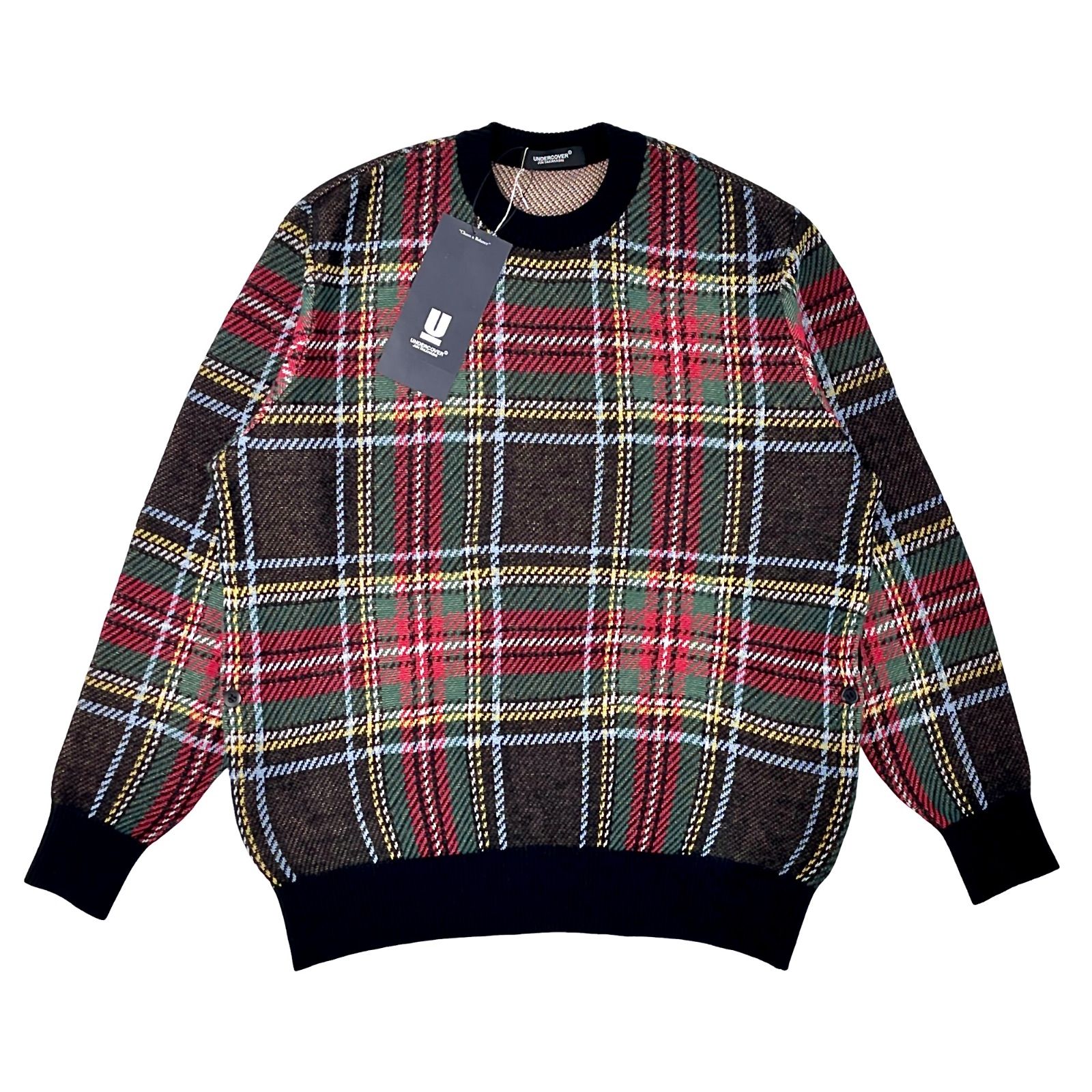 UNDERCOVER JUN TAKAHASHI アンダーカバー セットイン ラグラン スリーブ ブラック ロイヤル スチュアート タータンチェック コットン パンク パンキッシュ クラシック ニット ドメスティック デザイナー 裏原宿 ストリート ブランド