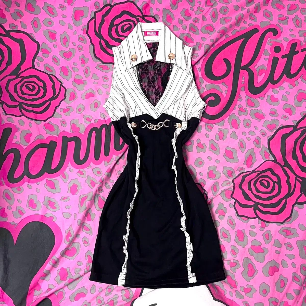 MA RS マズ ゴールド メイド フリル ONE PIECE 109 姉ギャル y2k ピン 日本 ヴィンテージ