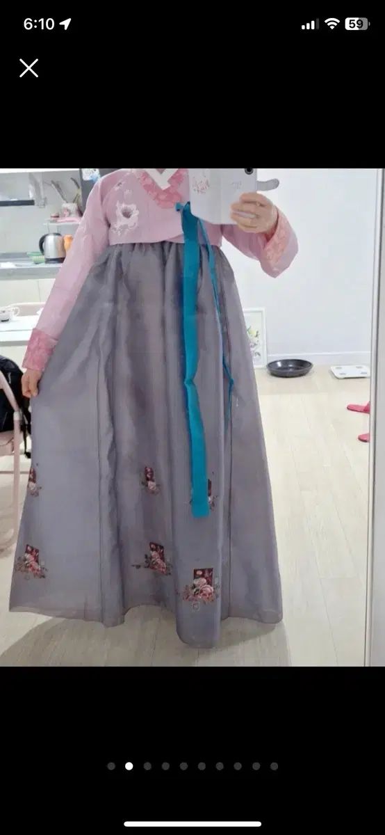 グレー レディース チマチョゴリ セット ベスト ペチコート フルセット