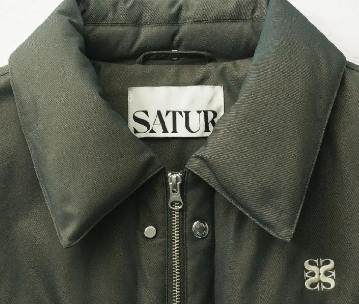 SATUR セター レチェ ツートン ダックダウン ダウン グリーンブラウン L