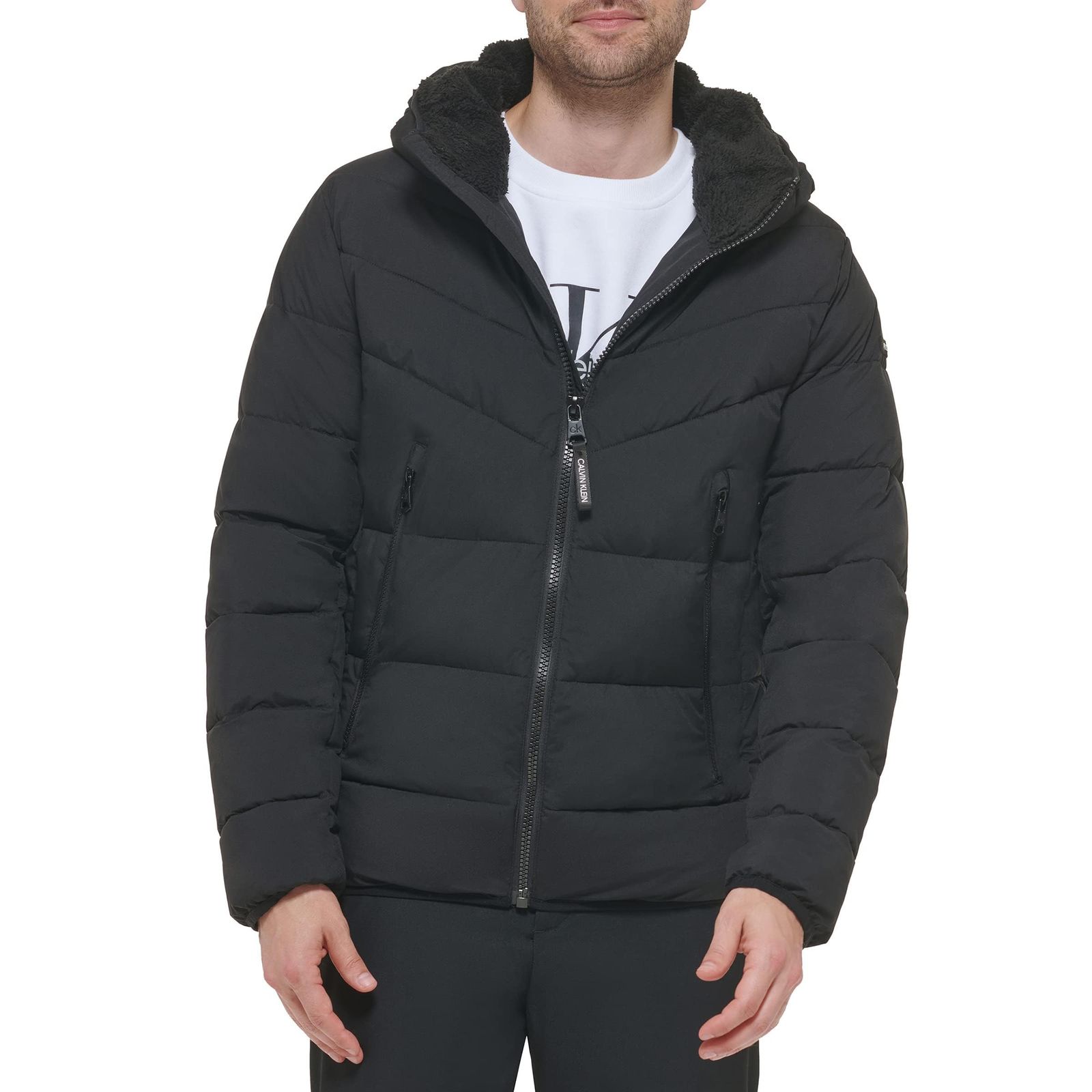 カルバンクライン CALVIN KLEIN 中綿ジャケット ジャケット ブルゾン HOODED STRETCH JACKET メンズ アウター ブラック M 並行輸入品