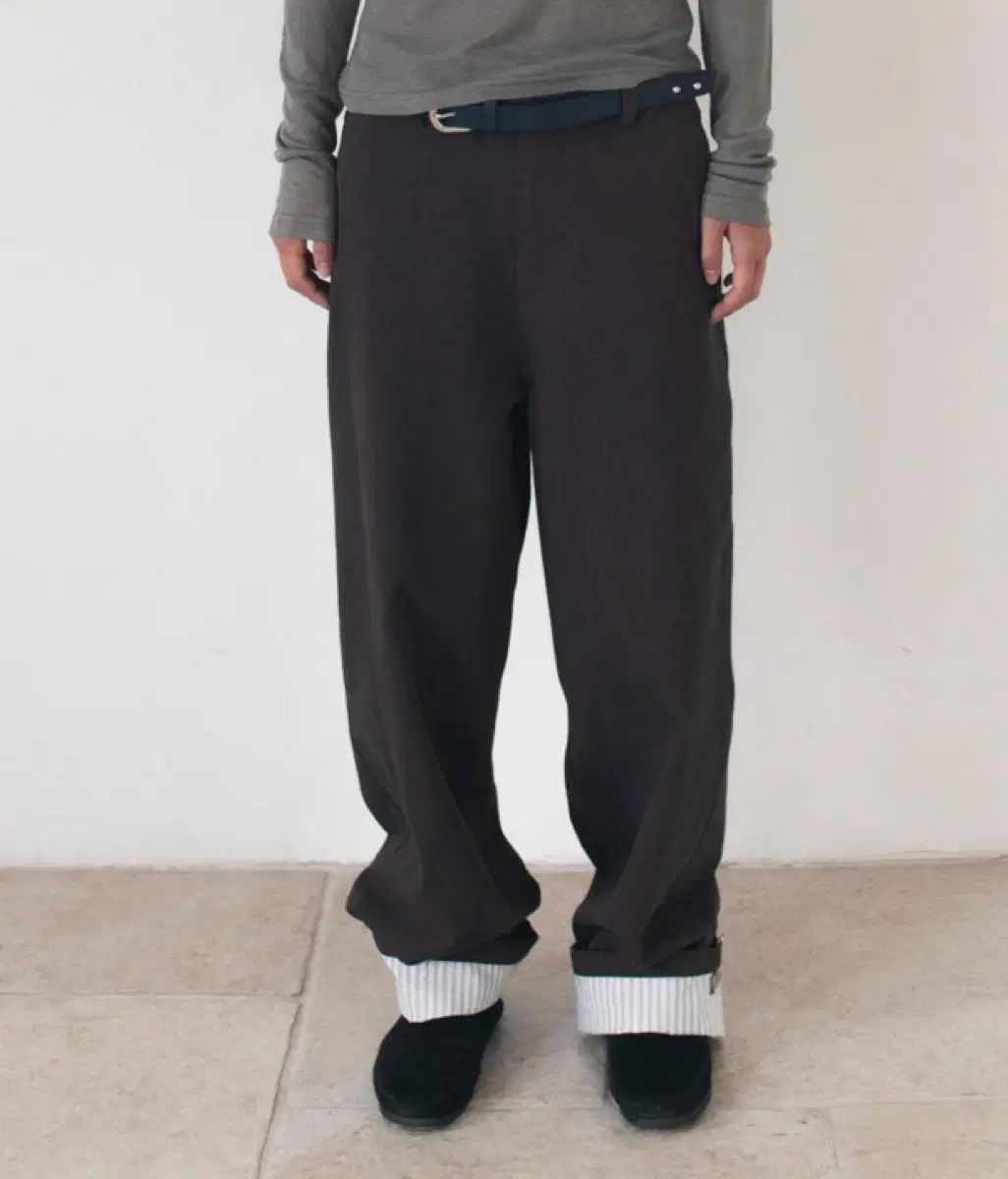 オンスカ WIDE CUFFS COTTON PANTS ブラウン 1サイズ