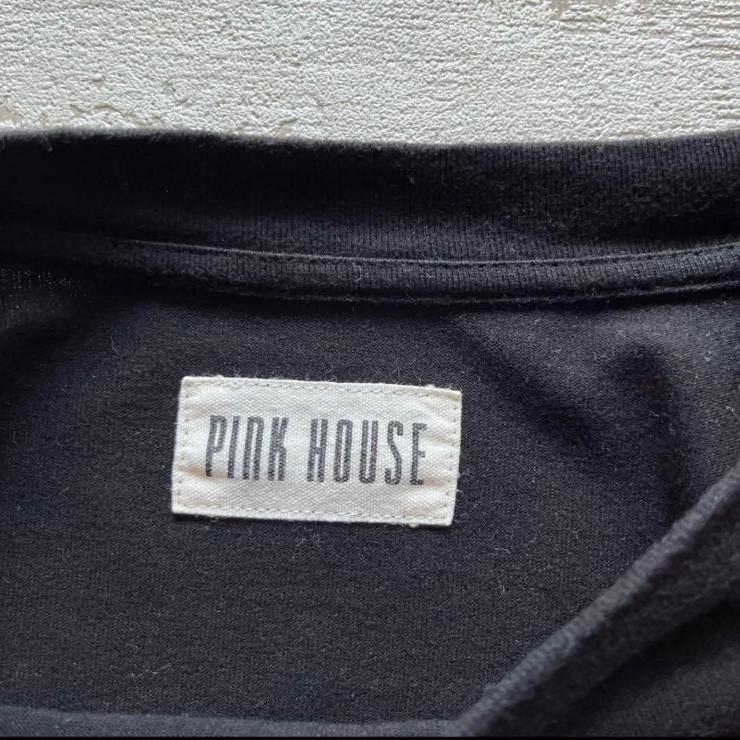 PINK HOUSE ロゴ刺繍 ワッペンデザイン 長袖カットソーワンピース ac  