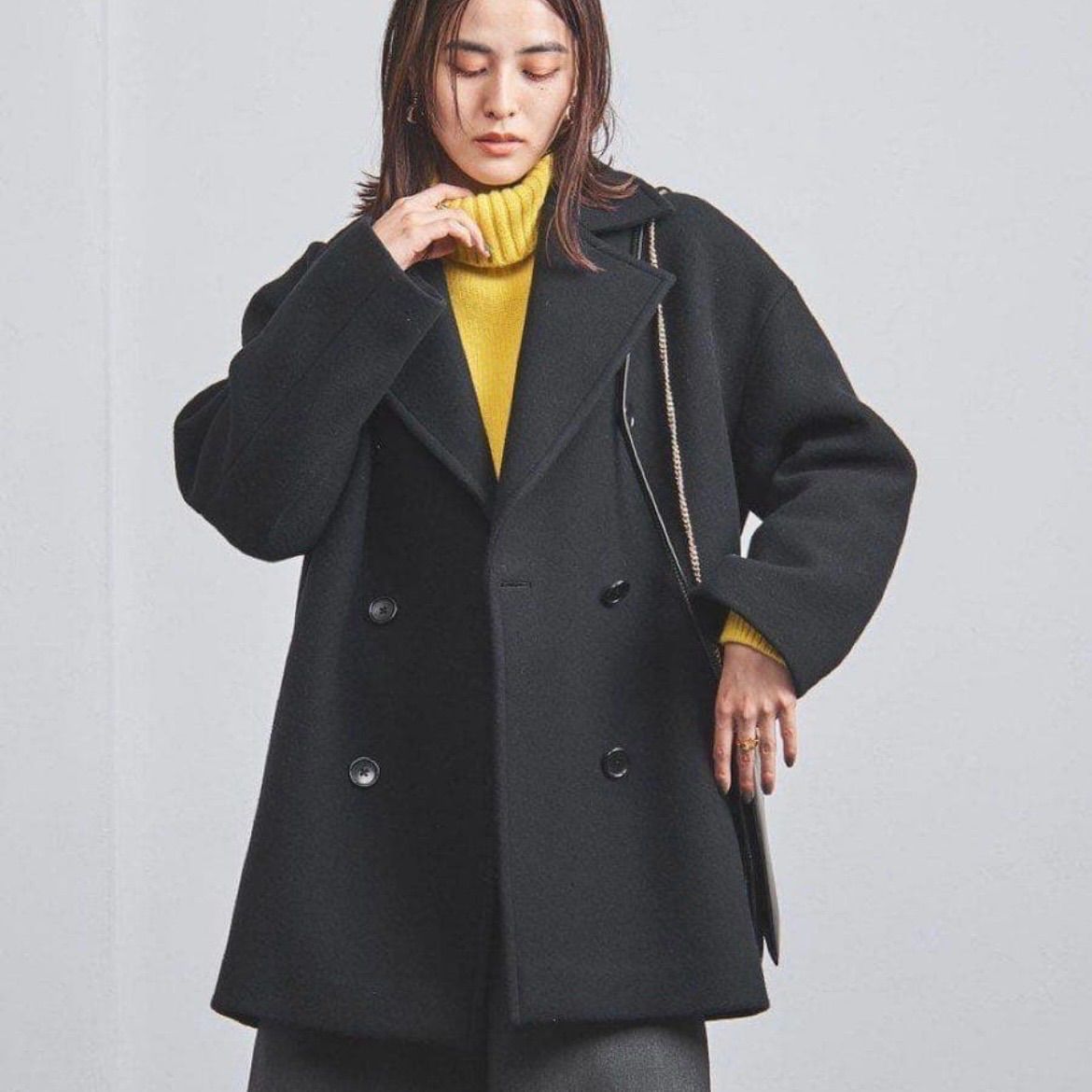 UNITED ARROWS ユナイテッドアローズ　メルトンPコート　ブラック S UNITED ARROWS ユナイテッドアローズ メルトンPコート ブラック S BY