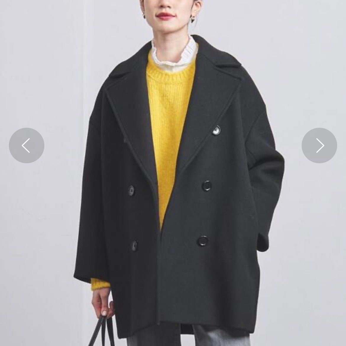 UNITED ARROWS ユナイテッドアローズ　メルトンPコート　ブラック S メルトン Pコート ユナイテッドアローズ ウール ブラック 36 UNITED