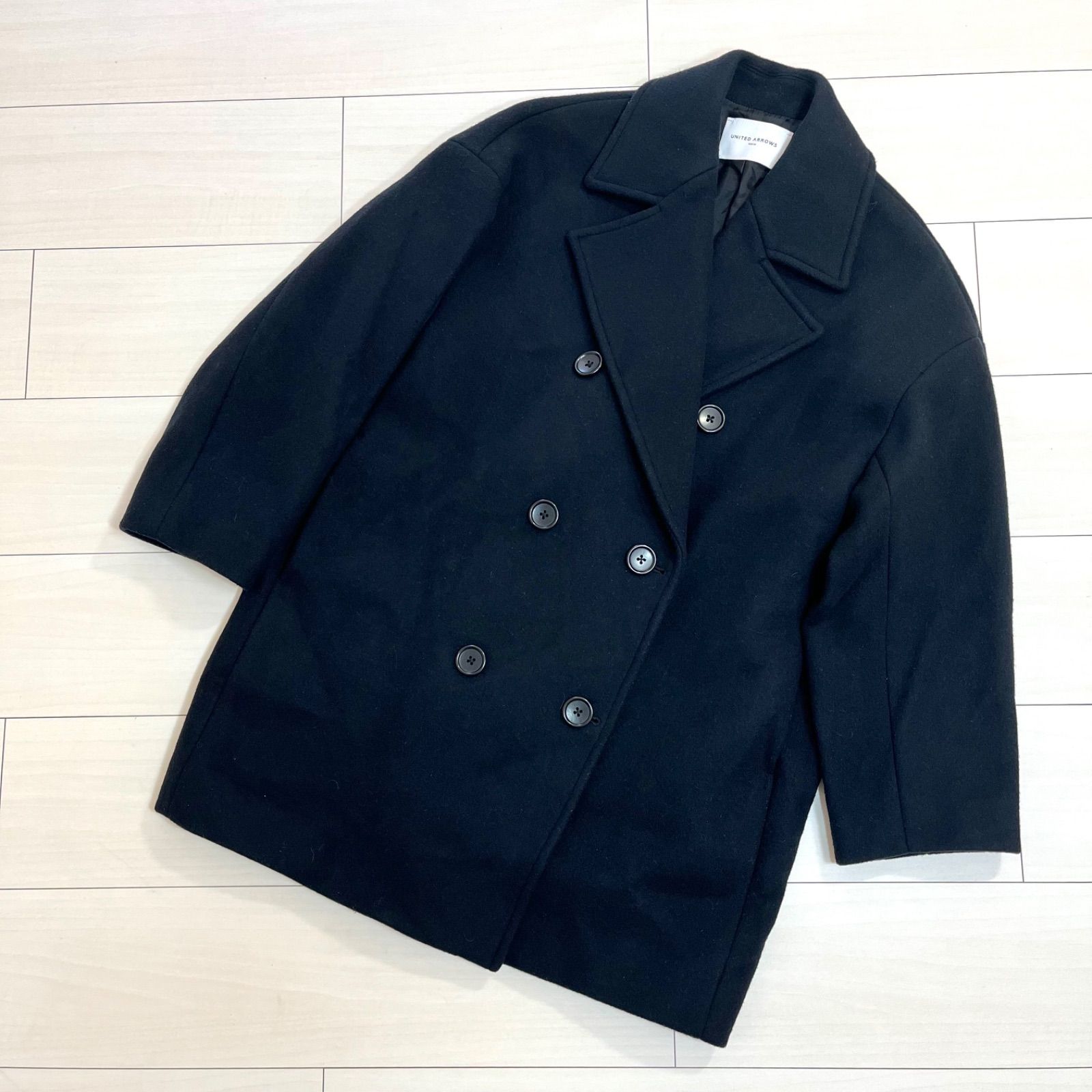 メルトン Pコート ユナイテッドアローズ ウール ブラック 36 UNITED
