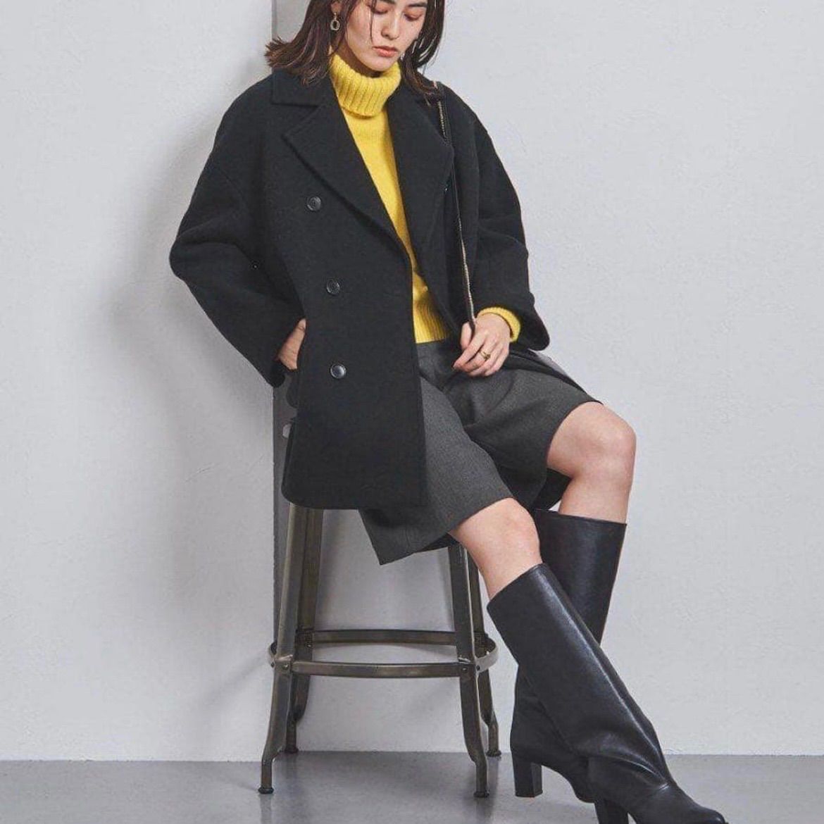 美品✨UNITED ARROWS メルトンPコート　ブラック　34 UNITED ARROWS（ユナイテッドアローズ）の「メルトン Pコート