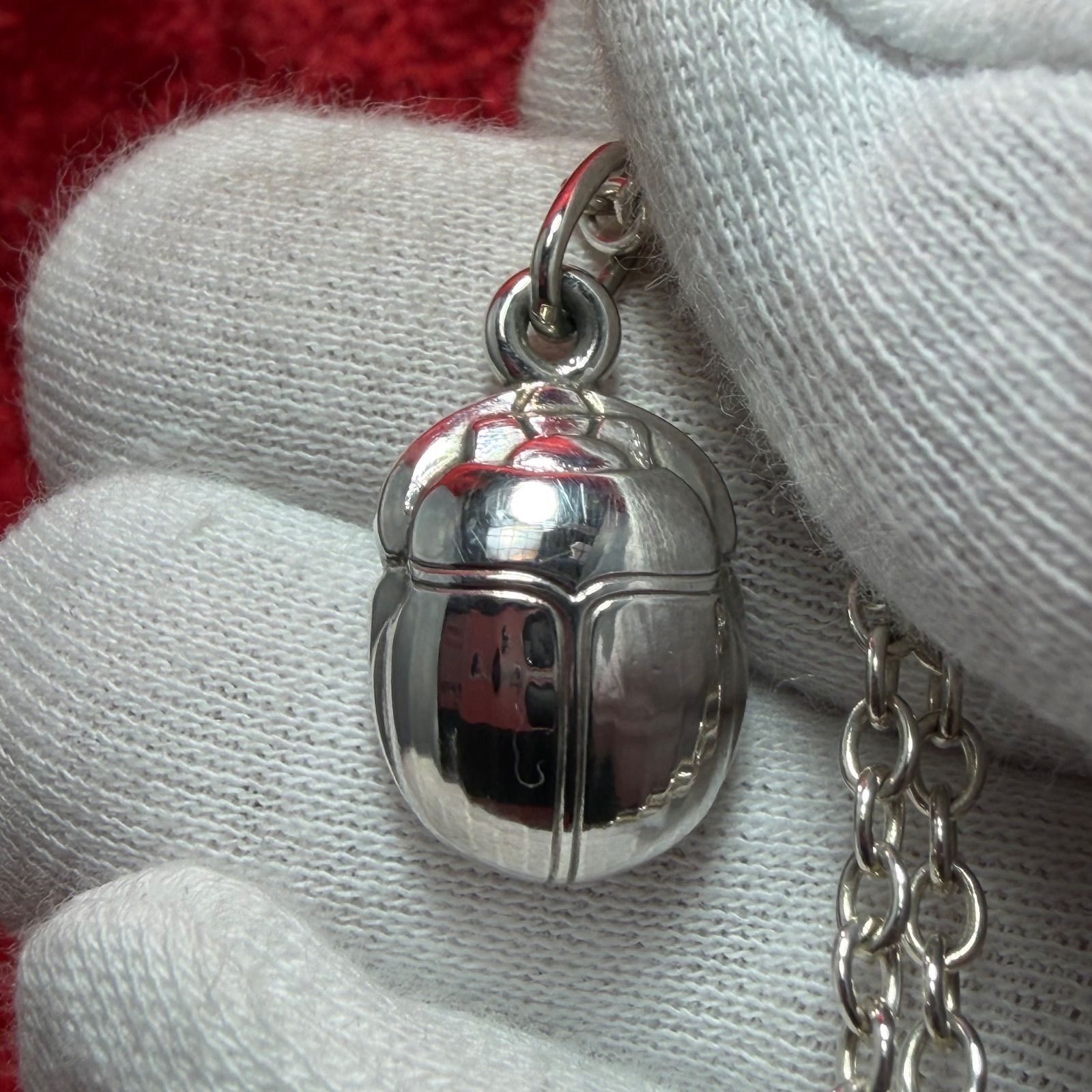 希少 美品 スカラベ ネックレス 45cmx12g ジョージジェンセン/GEORG