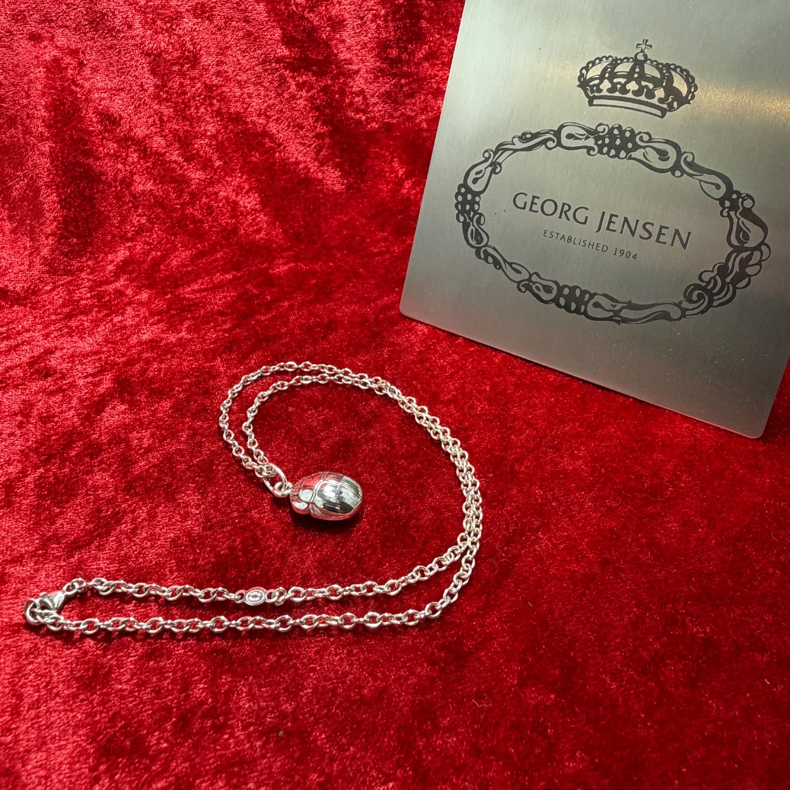 希少 美品 スカラベ ネックレス 45cmx12g ジョージジェンセン/GEORG