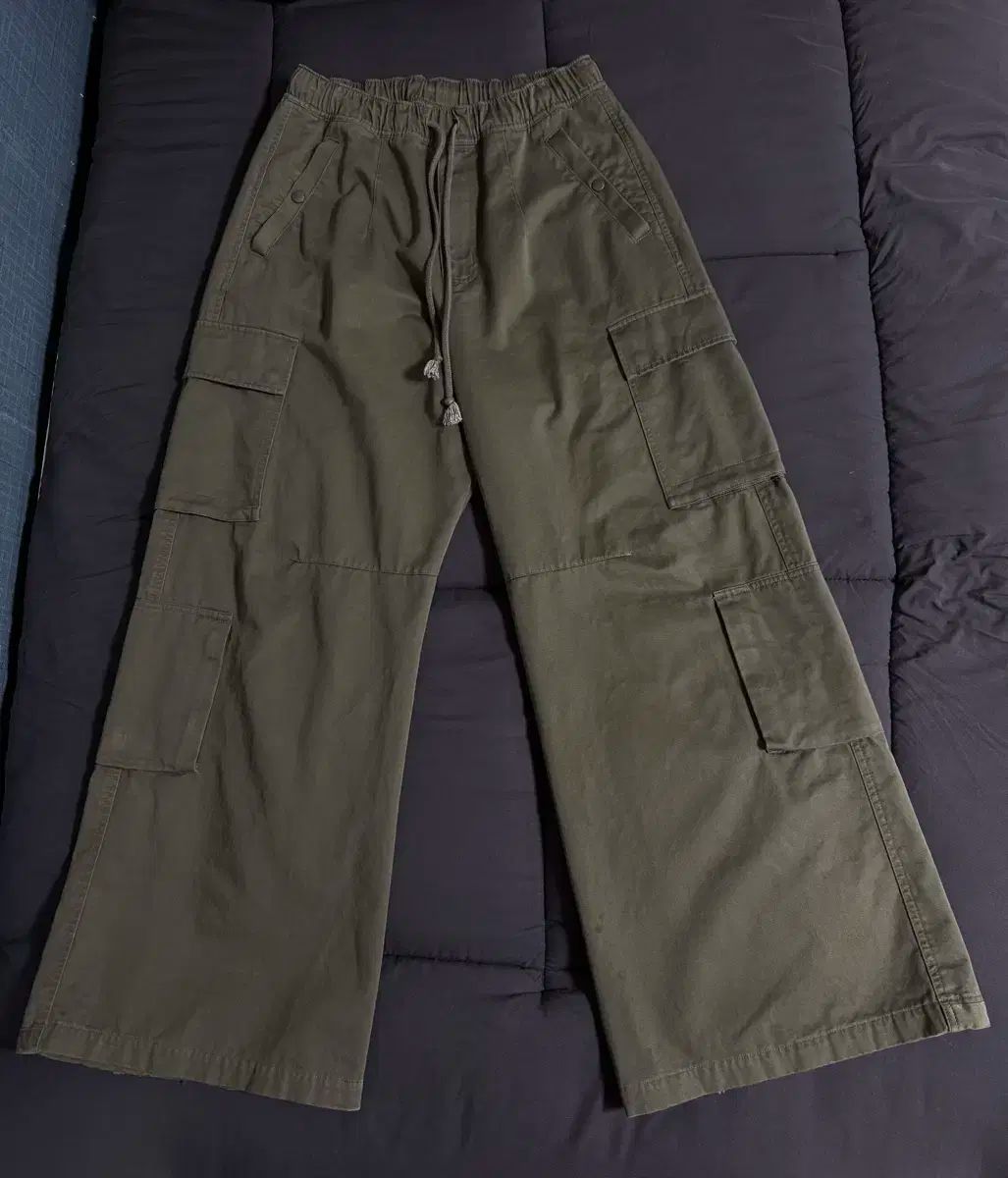 4 ポリテル サイド カーゴ パジャマ オリーブ