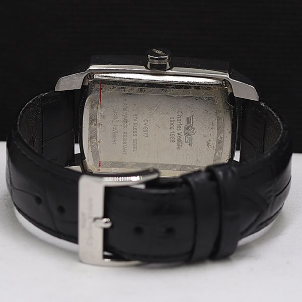 稼働 良品 シャルルホーゲル QZ CV-7400 シルバー文字盤 クロノグラフ