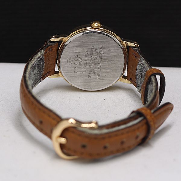 稼働 良品 アルバ V733-5A40 QZ オレンジ文字盤 スクエア デイデイト