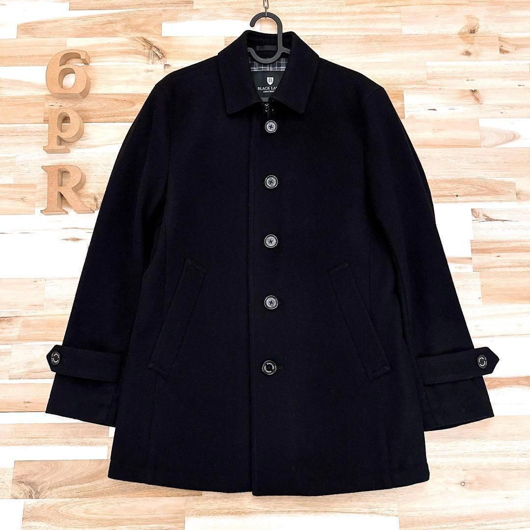 感 ブラックレーベルクレストブリッジ メルトンウール コート S 黒×グレー