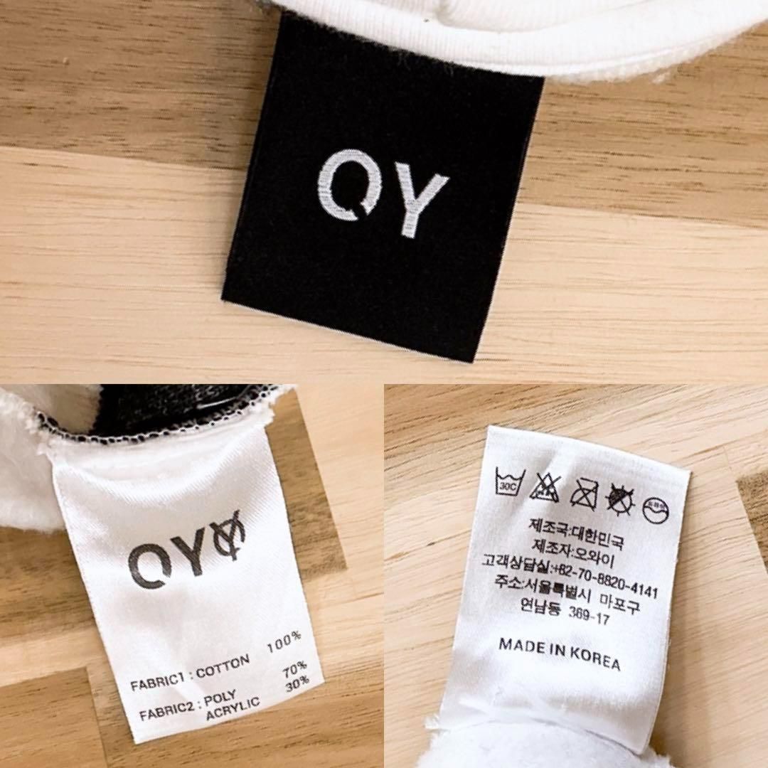 廃番【オーワイ】OY バック スクエア チェック ボア ロゴ パーカー 白