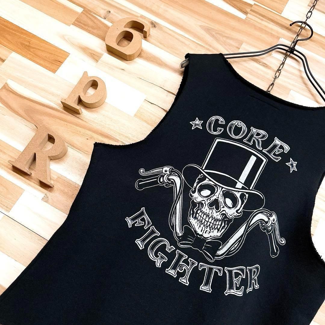 コアファイター×エンジェルマーズクラブ スカル カットオフ ベスト M 黒ブラック