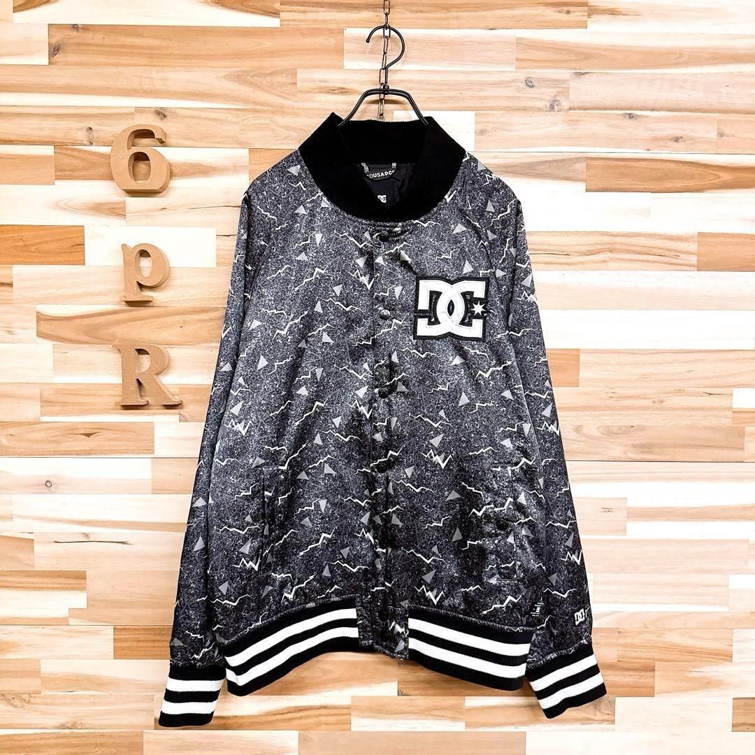 ディーシー ナイロン スタジャン ジャケット 長袖 L グレー×黒ブラック