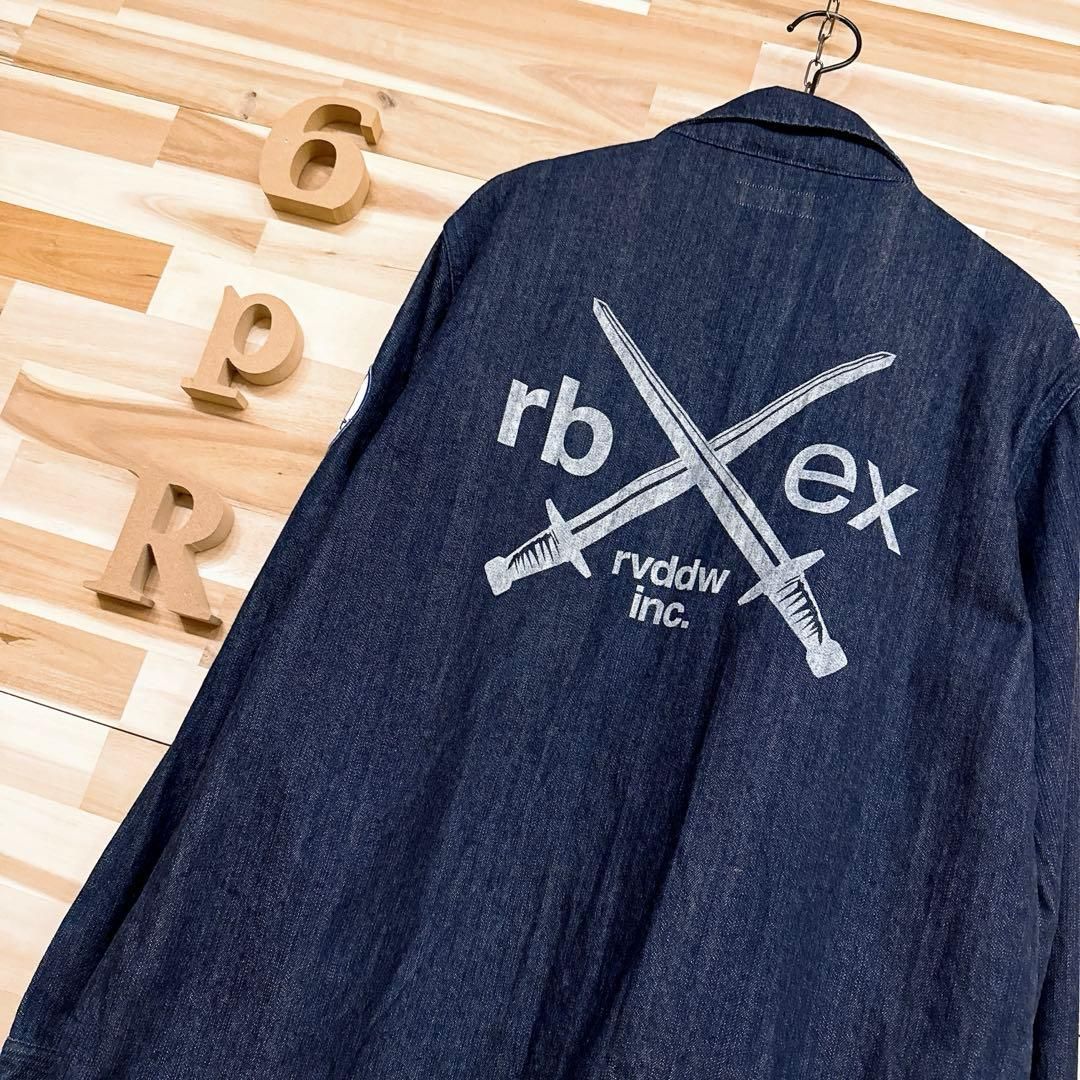 リバーサル】スカル ワッペン ジップアップ デニムジャケット XL 紺 