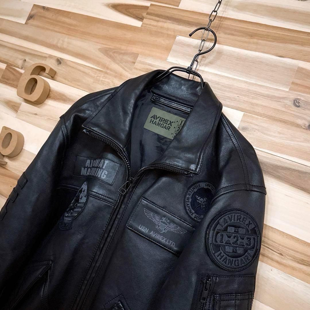 超激レア/廃番【アヴィレックス】トップガン ラムレザー ジャケット バイカーL黒 超激レア/廃番【アヴィレックス】トップガン ブラック ラムレザー