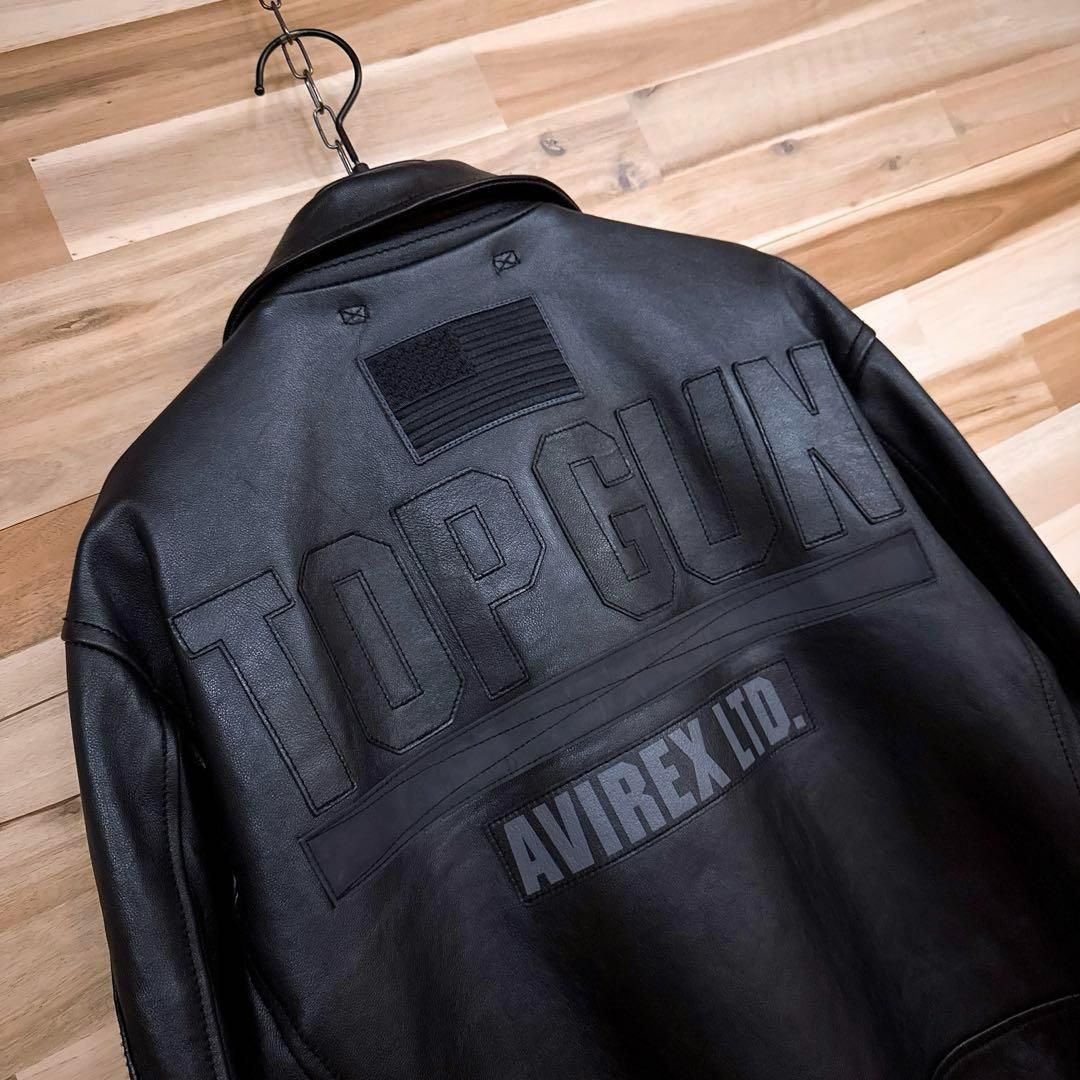 超激レア/廃番【アヴィレックス】トップガン ラムレザー ジャケット バイカーL黒 超激レア/廃番【アヴィレックス】トップガン ブラック ラムレザー
