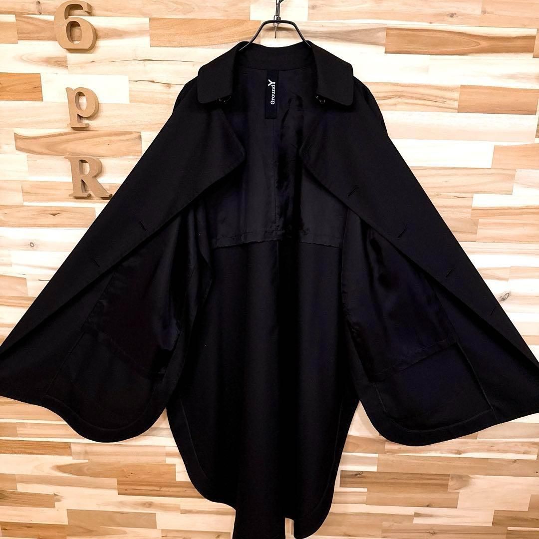 美品/レア【グラウンドワイ】ギャバジン ケープ コート ロング ベスト  