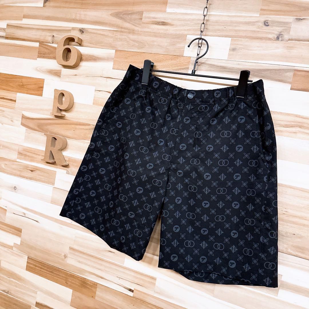 ヒステリックグラマー モノグラム ハーフパンツ総柄M 黒 グレー