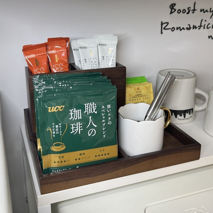 木製マルチ収納スタンド 小物入れ ペンスタンド カフェアイテム収納 ダークブラウン ブラウン