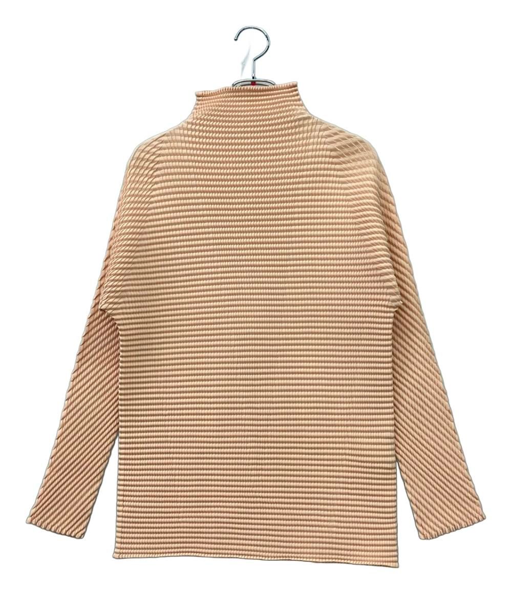 イッセイミヤケ 長袖Tシャツ カットソー Vデザイン 凸凹プリーツ ボトルネック IM94-FJ636 レディース SIZE M ISSEY MIYAKE