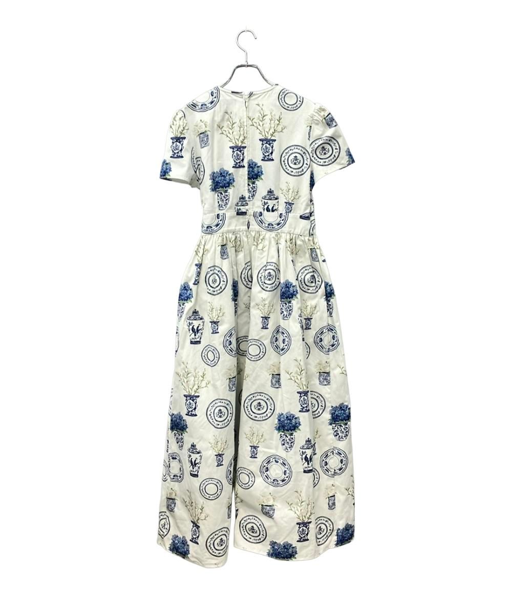 セブン テン バイ ミホカワヒト 半袖ワンピース ブルーアンドホワイトプリントドレス レディース SIZE M SEVEN TEN by MIHO KAWAHITO